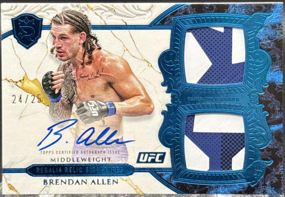 Brendan Allen 2025 Topps Royalty UFC Regalia Relic Signatures #RRS-BA Blue