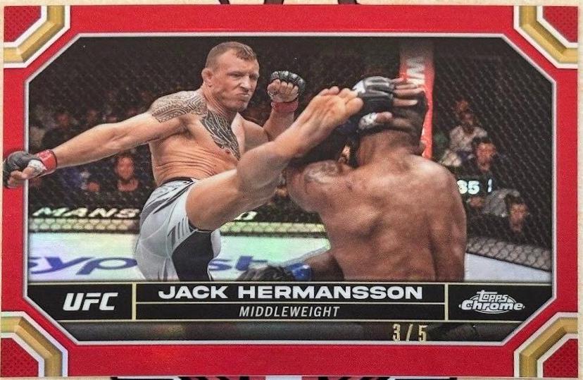Jack Hermansson 2024 Topps Chrome UFC Base #83 Red Refractor