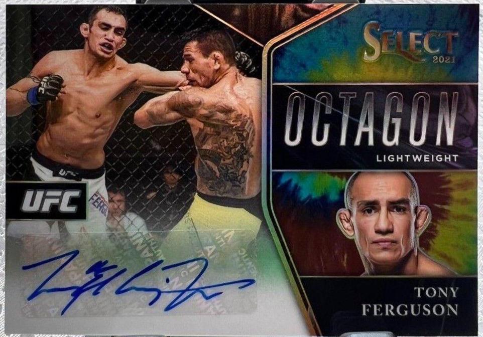 Tony Ferguson 2021 Panini Select UFC Octagon Action Signatures #5 Tie Dye Prizms