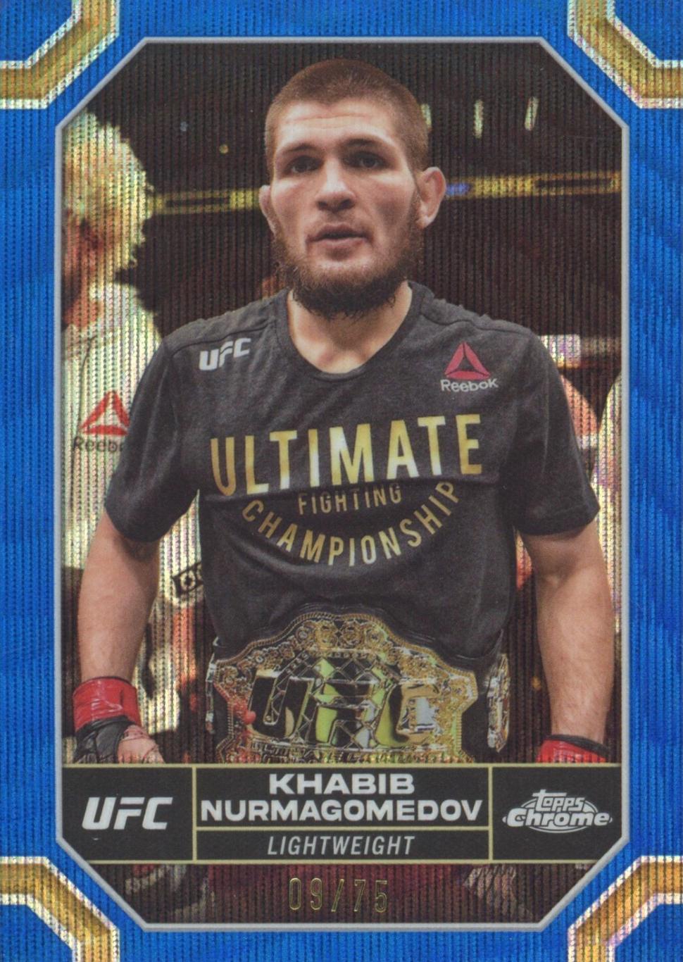 Khabib Nurmagomedov 2024 Topps Chrome UFC Base #112 Blue Wave Refractor