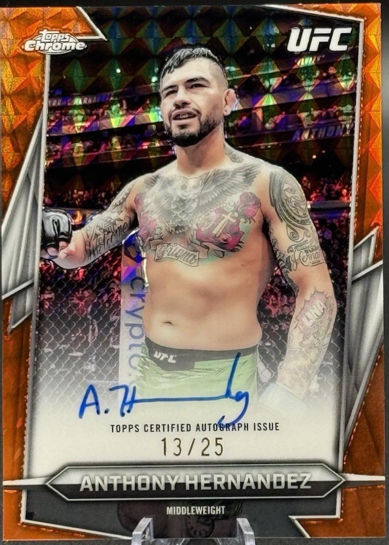 Anthony Hernandez 2026 Topps Chrome UFC Base Autographs #BAV-AH Orange Geometric Refractor