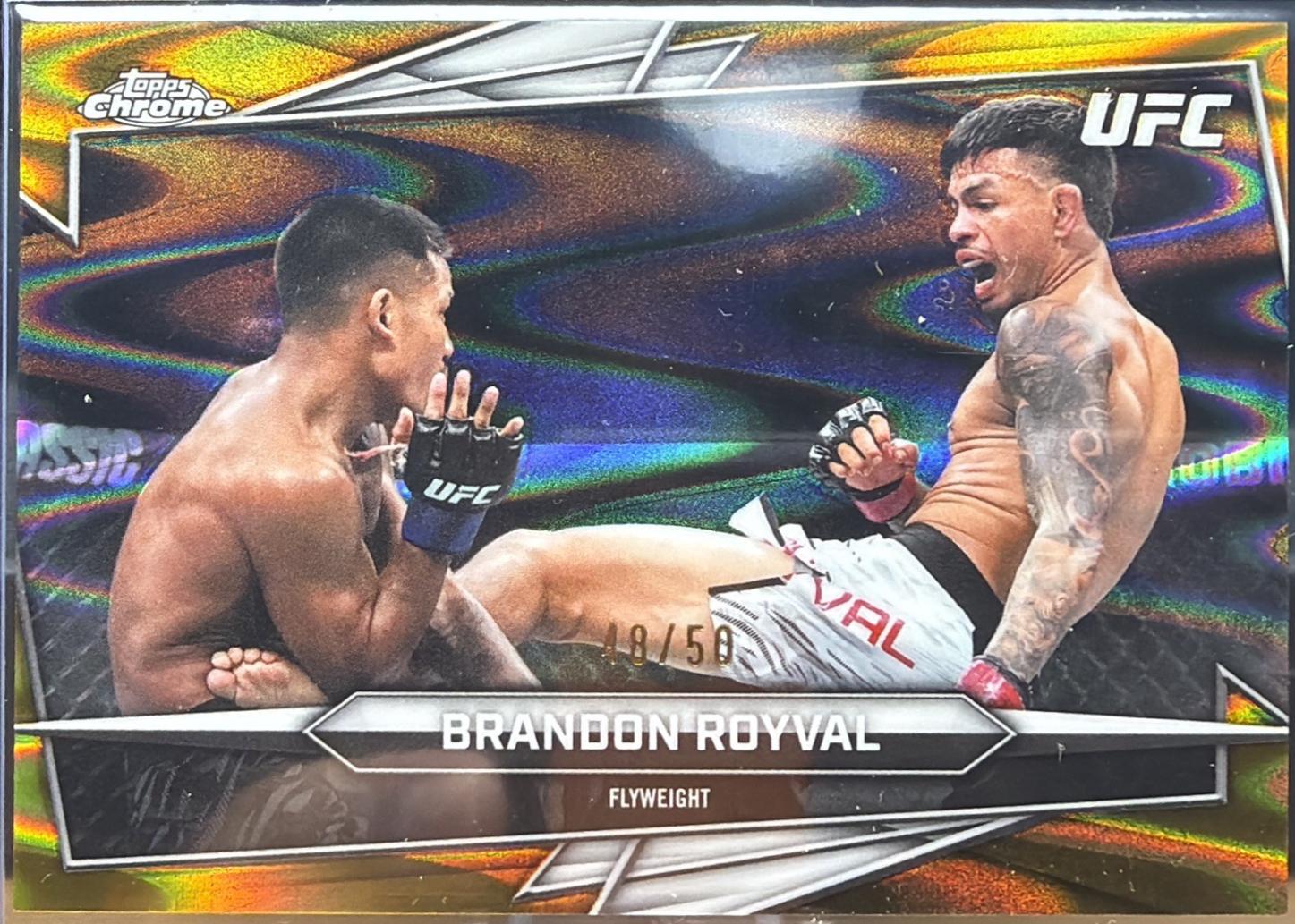 Brandon Royval 2026 Topps Chrome UFC Base #54 Gold Ray Wave Refractor