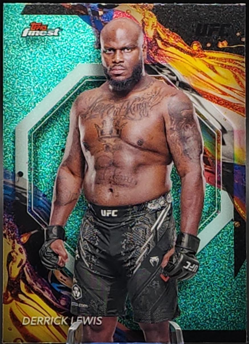 Derrick Lewis 2024 Topps Finest UFC Base Uncommon #110 Aqua Glitter Refractor
