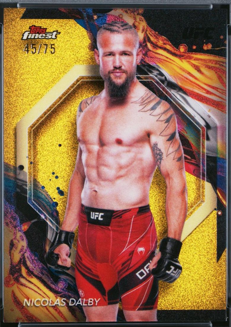 Nicolas Dalby 2024 Topps Finest UFC Base Uncommon #114 Yellow Glitter Refractor