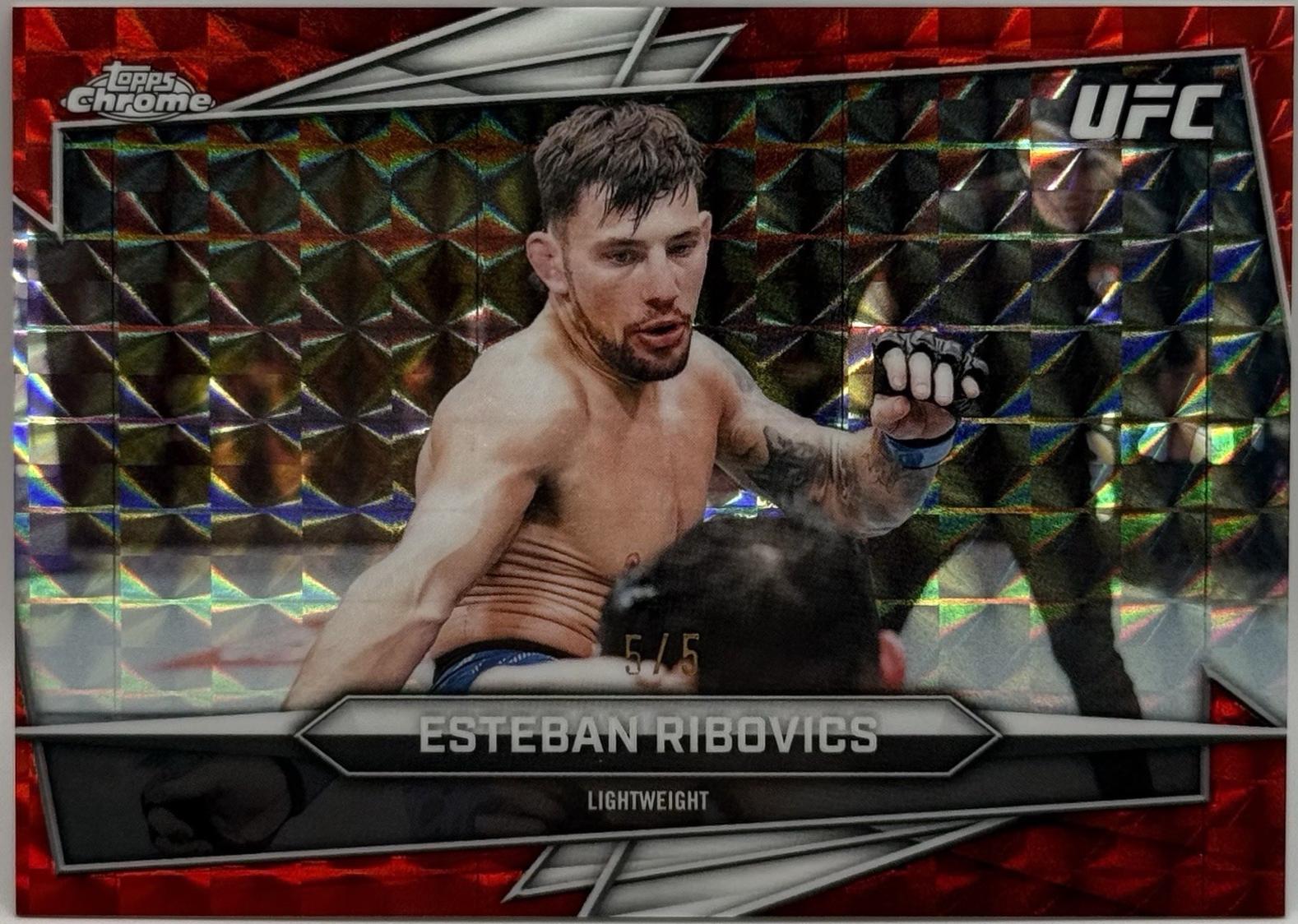 Esteban Ribovics 2026 Topps Chrome UFC Base #49 Red Geometric Refractor
