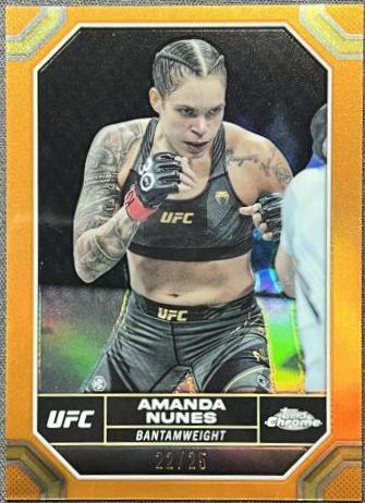 Amanda Nunes 2024 Topps Chrome UFC Base #15 Orange Refractor