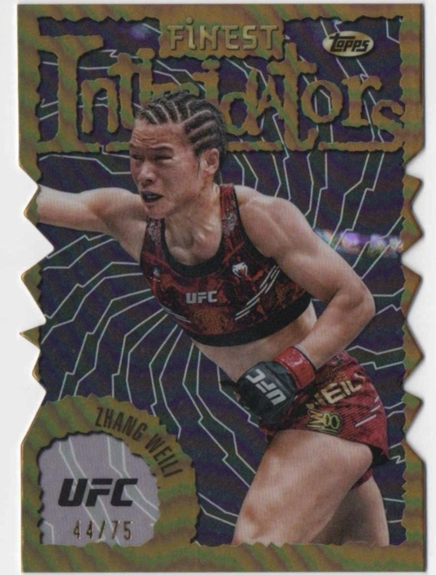 Zhang Weili 2024 Topps Finest UFC Intimidators #INT-27 Yellow Glitter Refractor