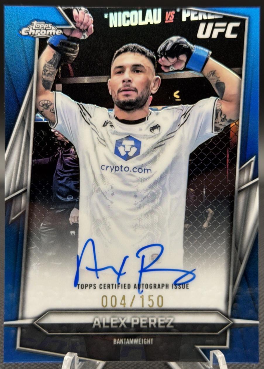 Alex Perez 2026 Topps Chrome UFC Base Autographs #BAV-AZ Blue Refractor