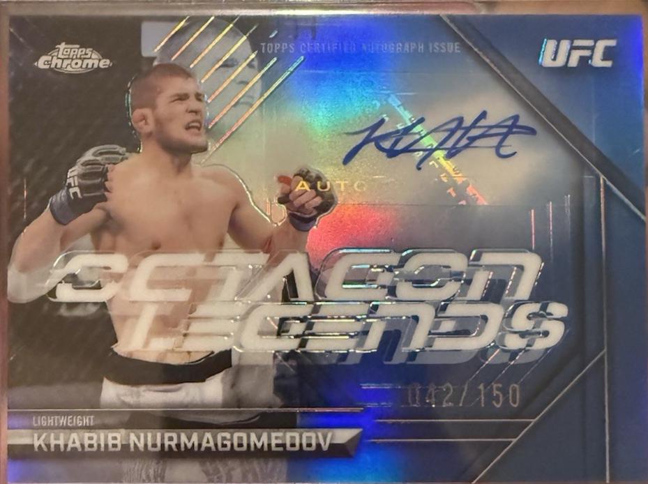 Khabib Nurmagomedov 2026 Topps Chrome UFC Octagon Legends Autographs #OLA-KN Blue Refractor
