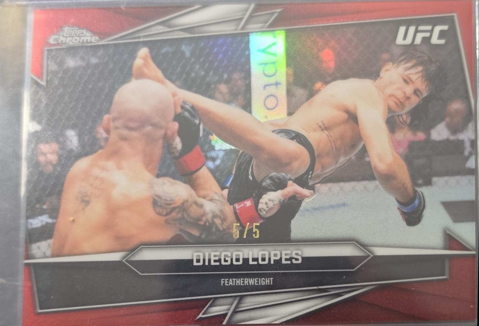 Diego Lopes 2026 Topps Chrome UFC Base #128 Red Refractor