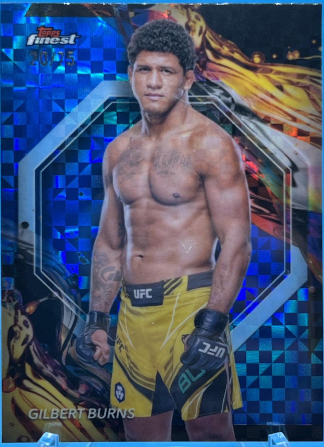 Gilbert Burns 2024 Topps Finest UFC Base Uncommon #188 Blue Checkerboard Refractor