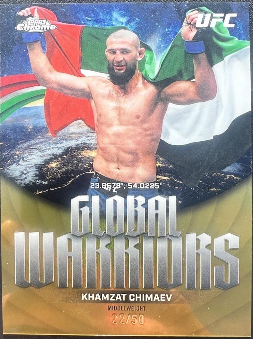 Khamzat Chimaev 2026 Topps Chrome UFC Global Warriors #GW-4 Gold Refractor