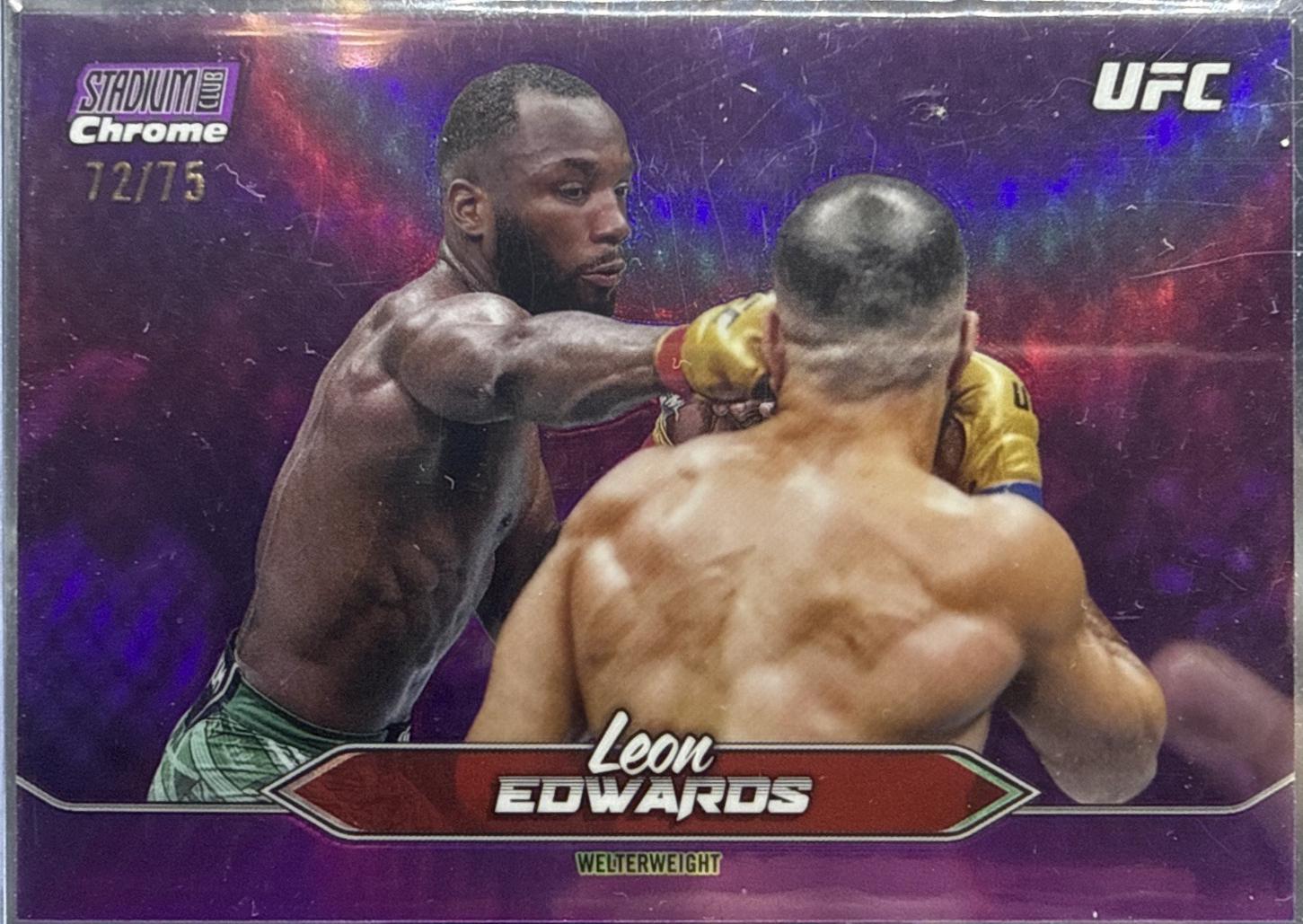 Leon Edwards 2025 Topps Stadium Club UFC Base Chrome #C-163 Purple Refractor