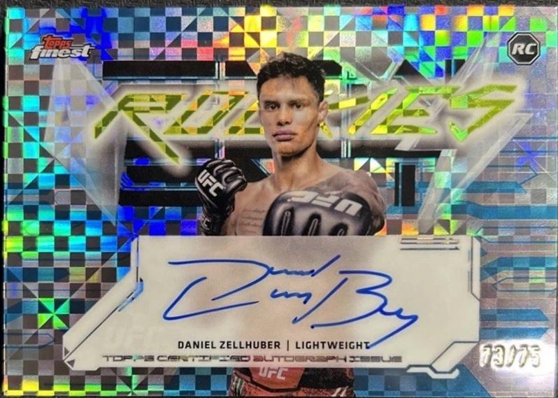 Daniel Zellhuber 2025 Topps Finest UFC Finest Rookie Autographs #FRA-DZ Blue Checkerboard Refractor