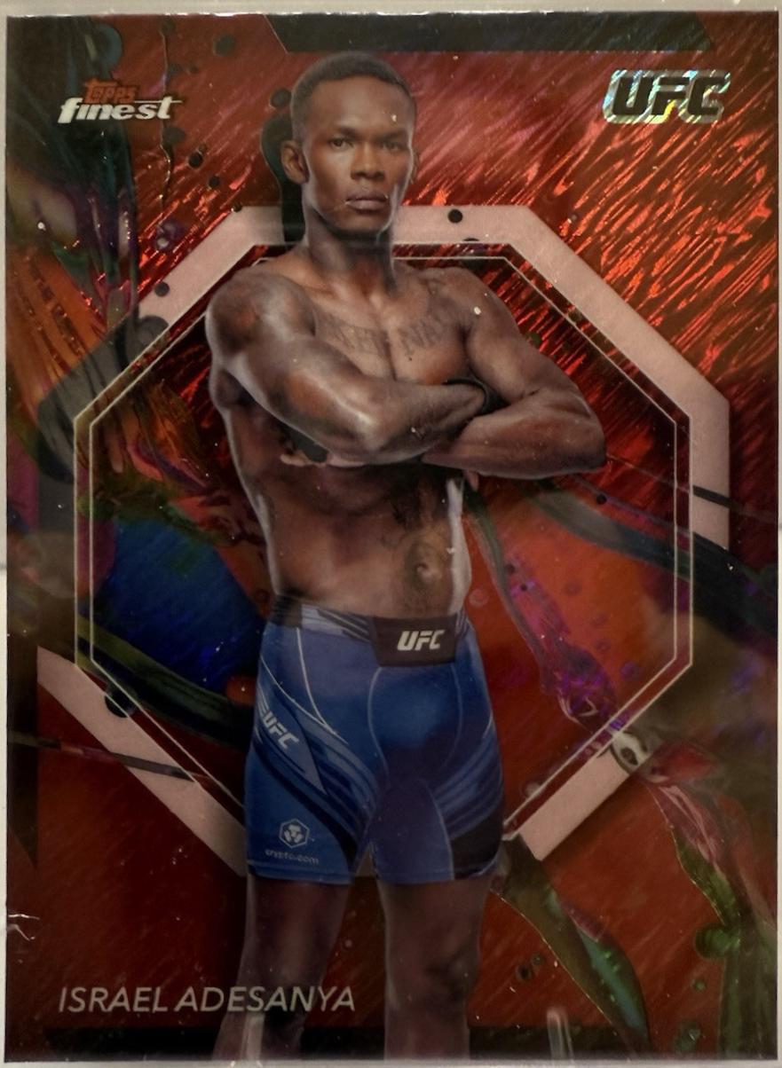 Israel Adesanya 2024 Topps Finest UFC Base Common #53 Red Shimmer Refractor
