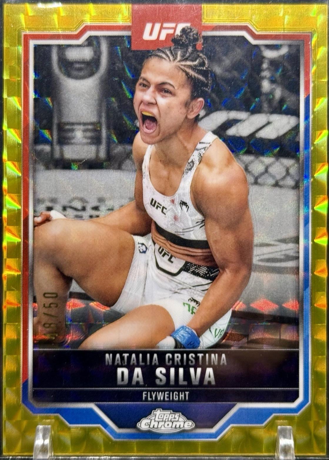 Natalia Silva 2025 Topps Chrome UFC Base #82 Gold Geometric Refractor
