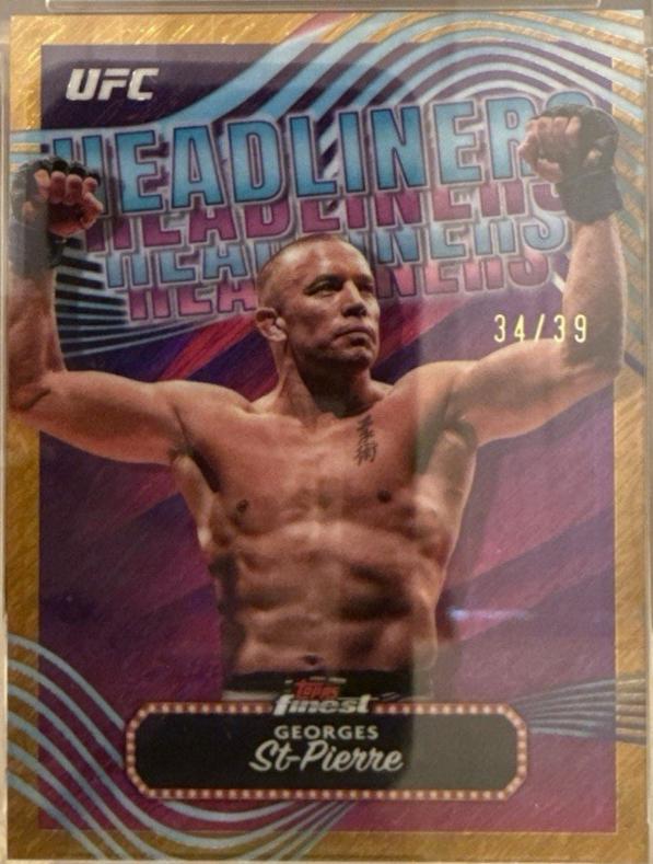 Georges St-Pierre 2024 Topps Finest UFC Headliners #HDL-21 Gold Shimmer Refractor