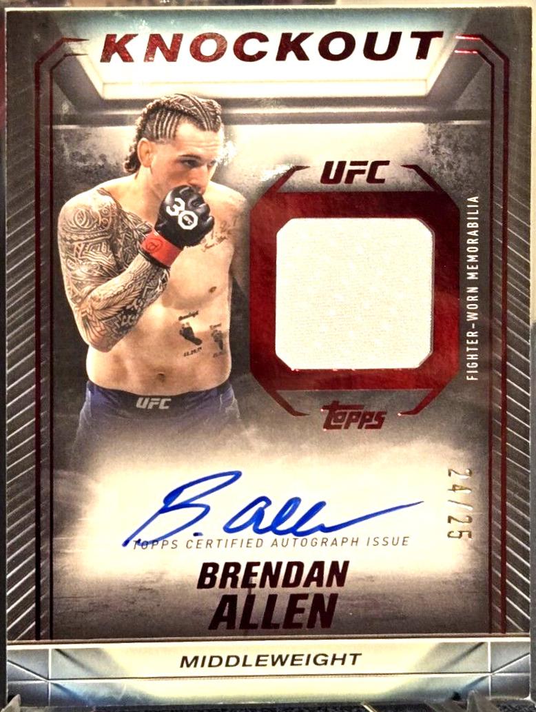 Brendan Allen 2024 Topps Knockout UFC Knockout Autograph Relics #KAR-BAN Red