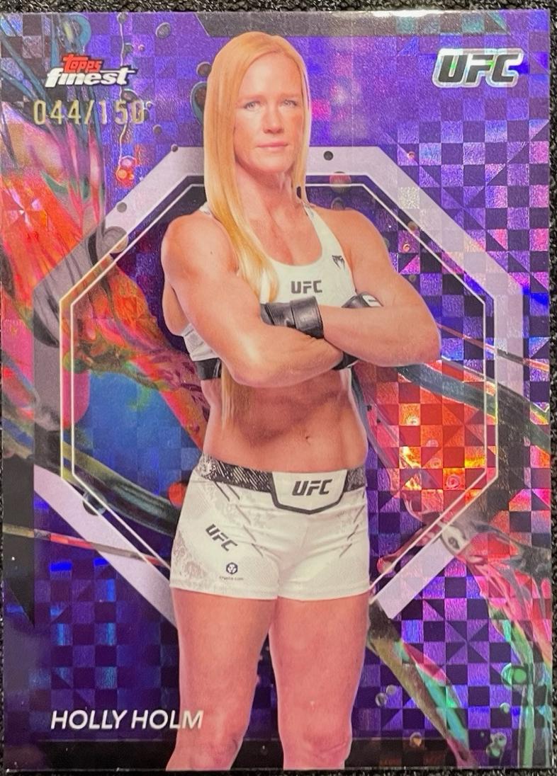 Holly Holm 2024 Topps Finest UFC Base Common #94 Purple Checkerboard Refractor