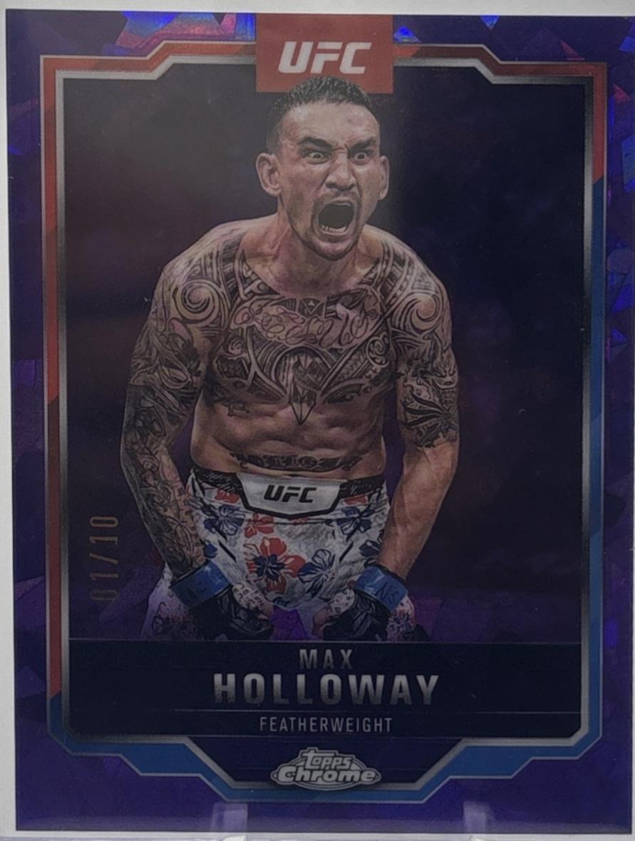 Max Holloway 2025 Topps Chrome Sapphire UFC Base Sapphire #100 Padparadscha Sapphire