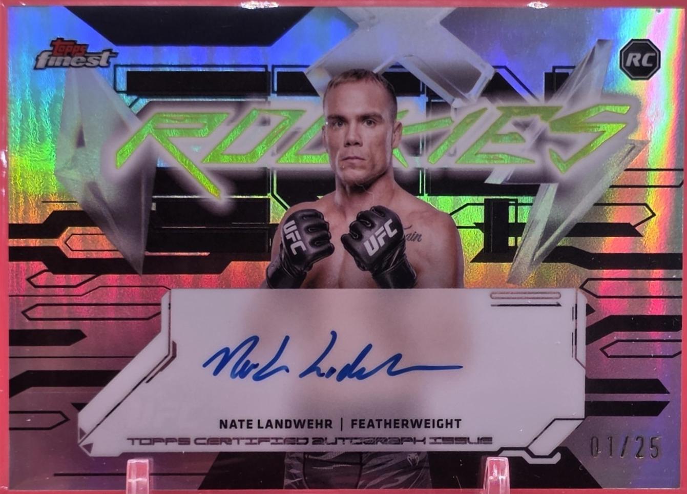 Nate Landwehr 2025 Topps Finest UFC Finest Rookie Autographs #FRA-NL Red Refractor