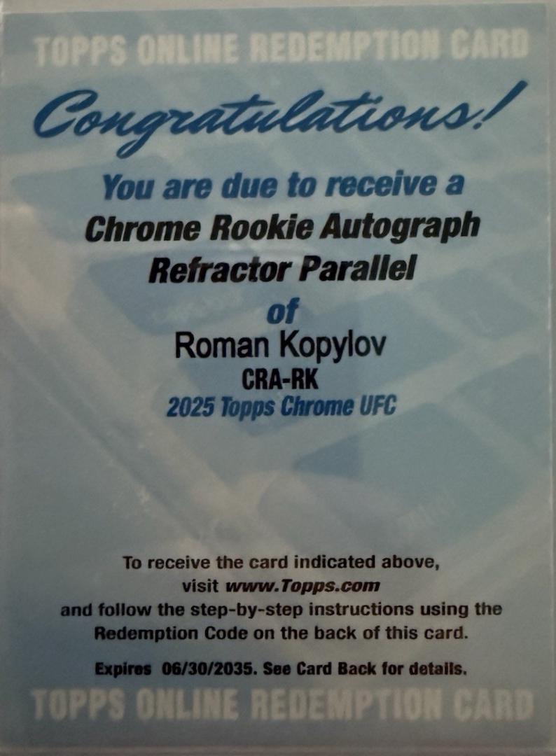 Roman Kopylov 2025 Topps Chrome UFC Chrome Rookie Autographs #CRA-RK Refractor