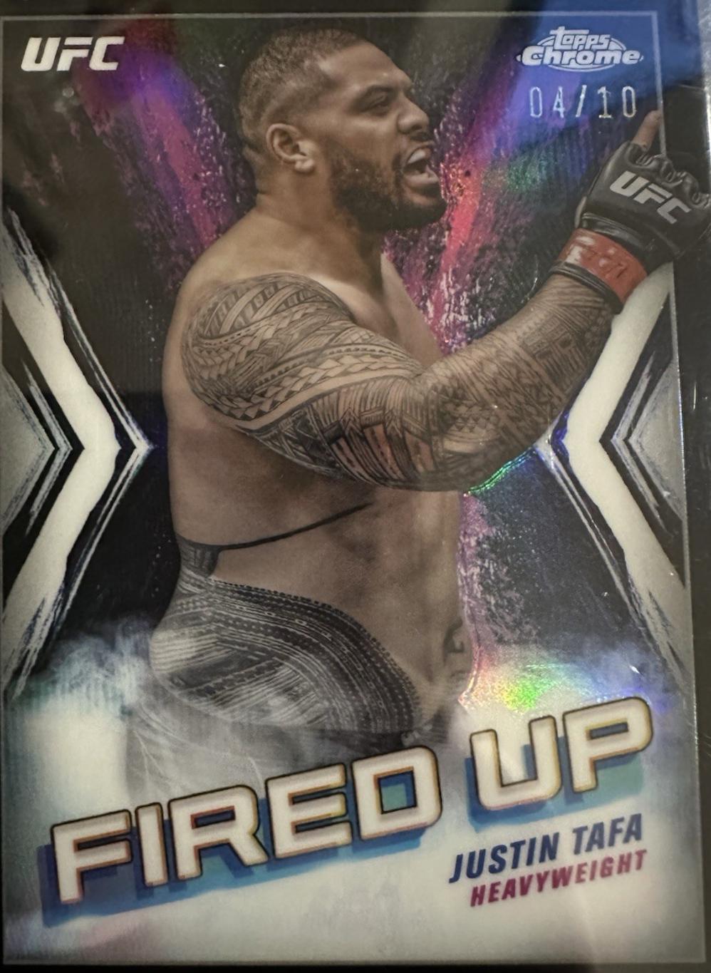 Justin Tafa 2024 Topps Chrome UFC Fired Up #FDP-11 Black Refractor