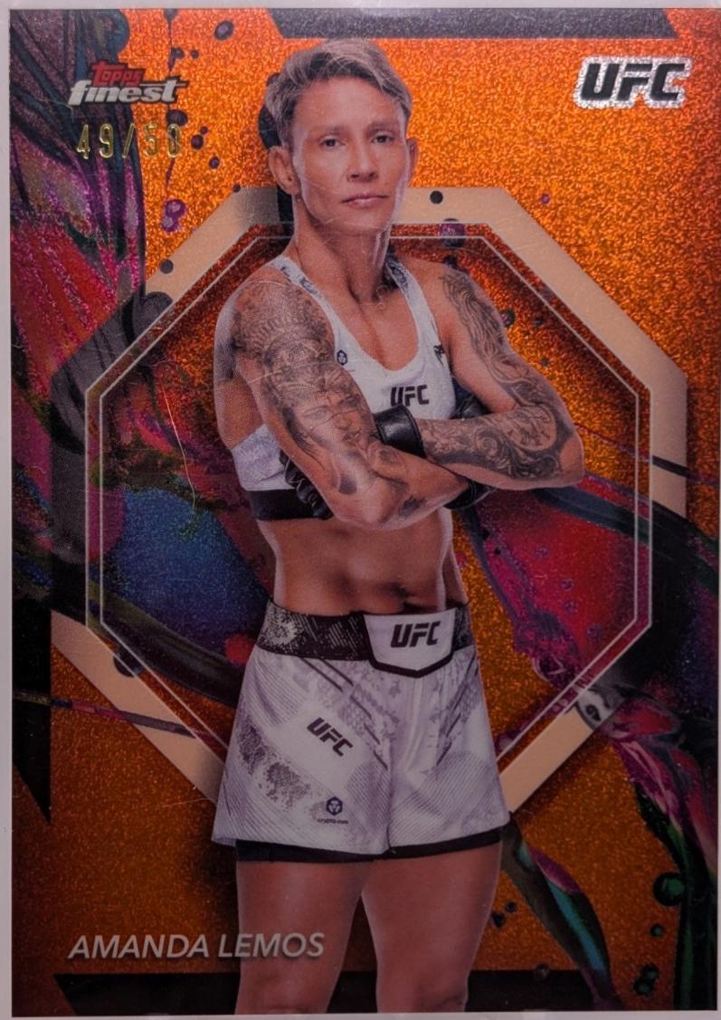 Amanda Lemos 2024 Topps Finest UFC Base Common #62 Tangerine Glitter Refractor