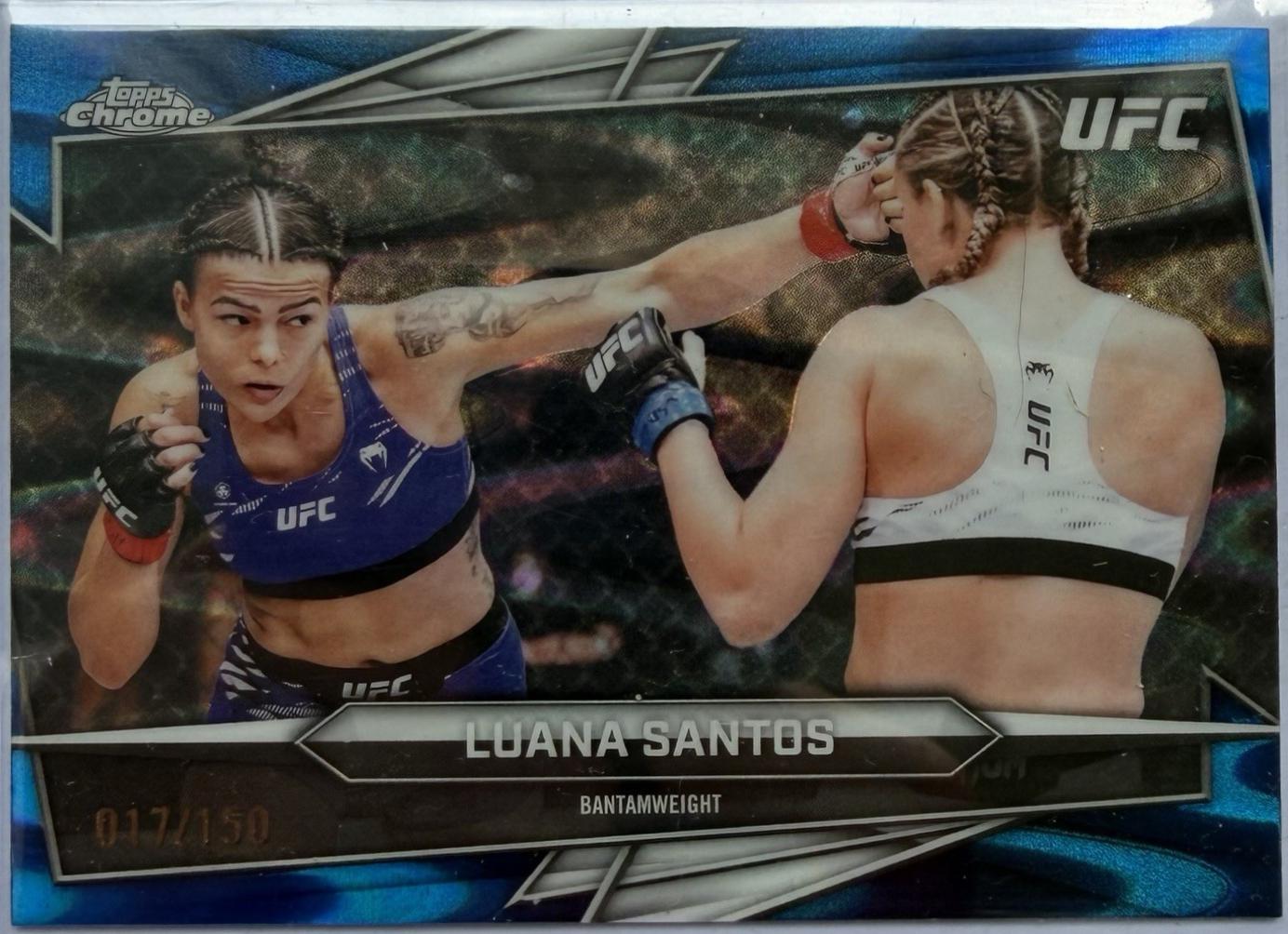 Luana Santos 2026 Topps Chrome UFC Base #167 Blue Refractor