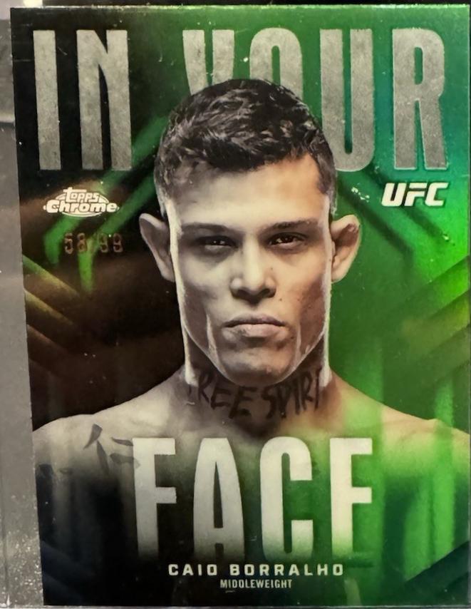 Caio Borralho 2026 Topps Chrome UFC In Your Face #IYF-7 Green Refractor