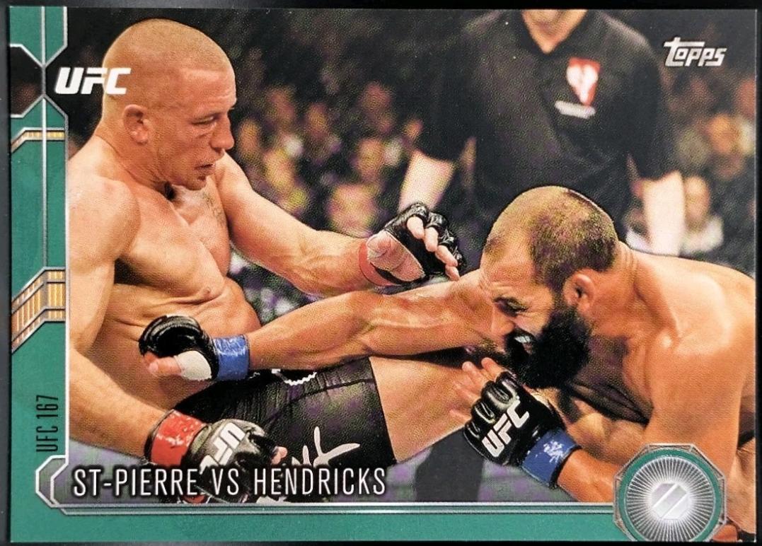 Georges St-Pierre / Johny Hendricks 2015 Topps UFC Chronicles Base #215 Green