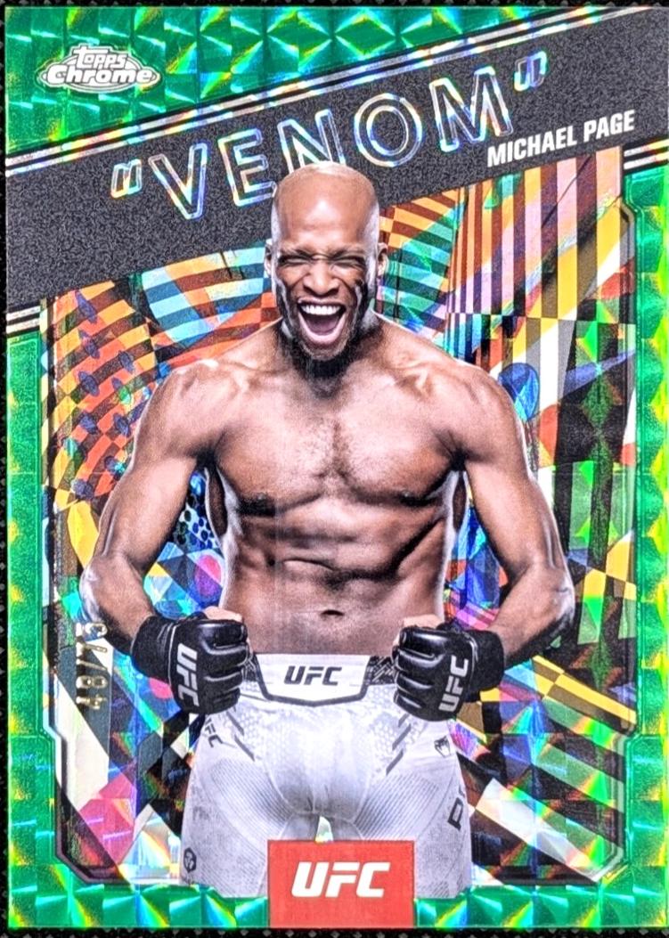 Michael Page 2025 Topps Chrome UFC AKA #AKA-4 Geometric Green Refractor