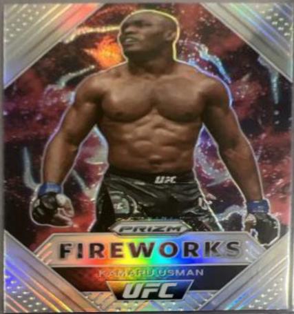 Kamaru Usman 2021 Panini Prizm UFC Fireworks #24 Silver
