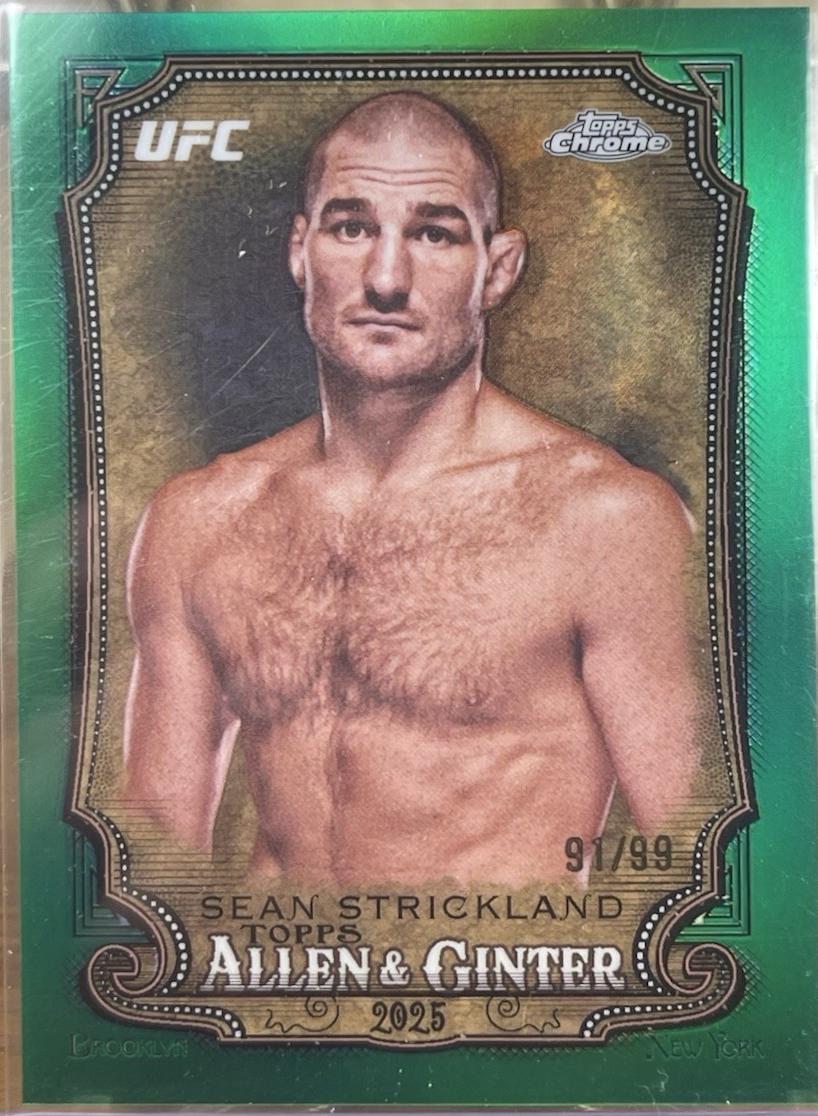 Sean Strickland 2025 Topps Chrome UFC Allen & Ginter #AAG-16 Green Refractor