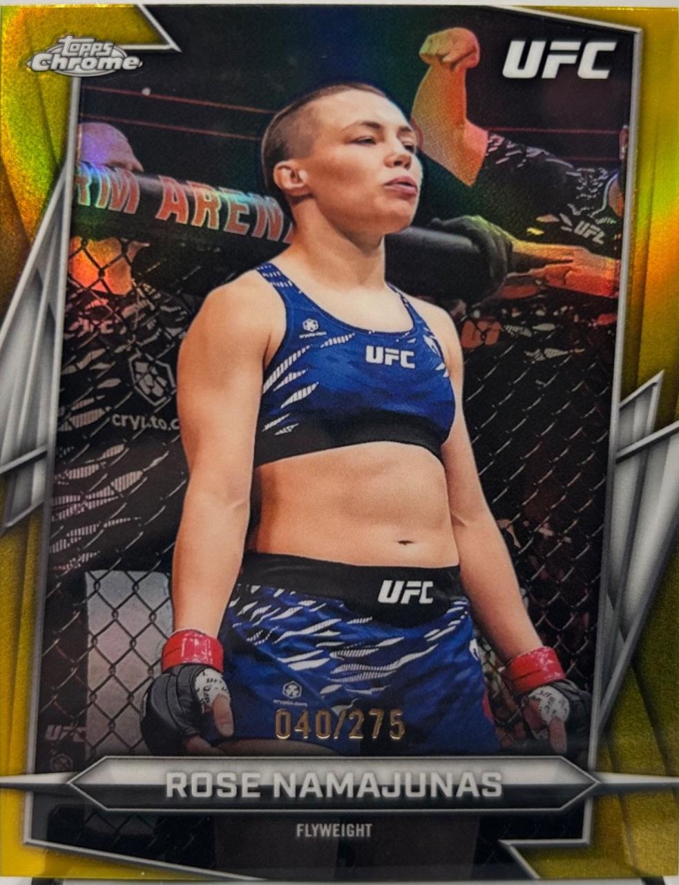 Rose Namajunas 2026 Topps Chrome UFC Base #87 Yellow Refractor
