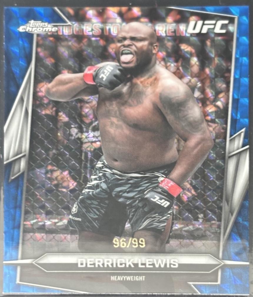 Derrick Lewis 2026 Topps Chrome UFC Base #82 Blue Refractor