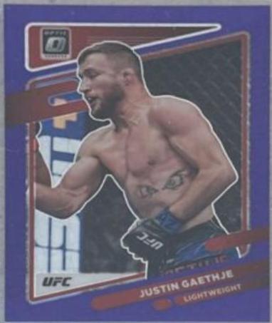 Justin Gaethje 2022 Panini Donruss Optic UFC Base #98 Purple Velocity