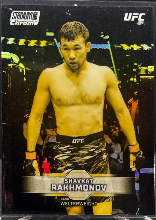 Shavkat Rakhmonov 2026 Topps Stadium Club UFC Chrome Base #CB-29 Gold Minted Refractor