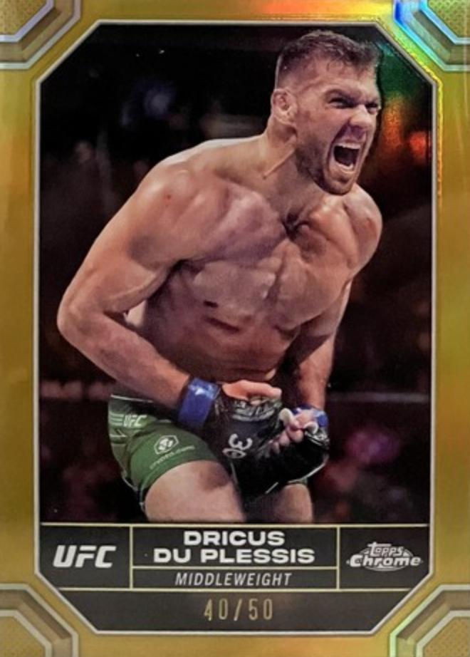 Dricus Du Plessis 2024 Topps Chrome UFC Base #62 Gold Refractor