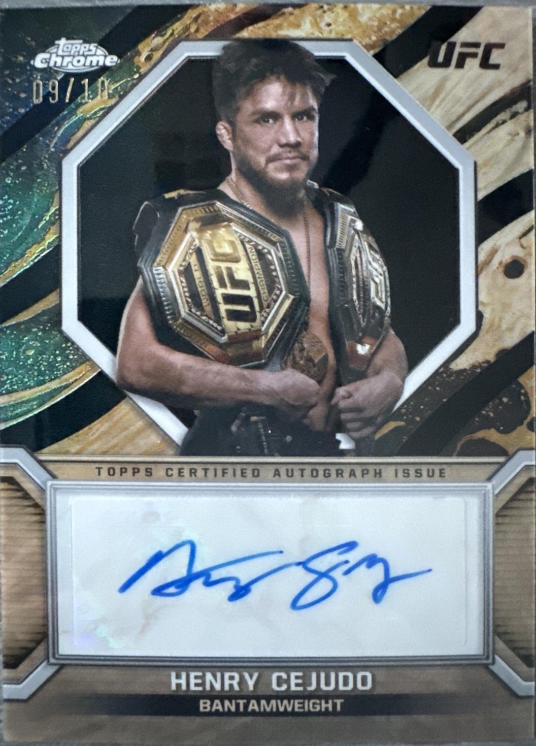 Henry Cejudo 2024 Topps Chrome UFC Marks of Champions #MOC-HCE Black Refractor
