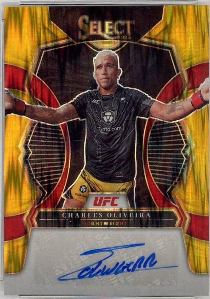 Charles Oliveira 2023 Panini Select UFC Signatures #7 Gold Flash