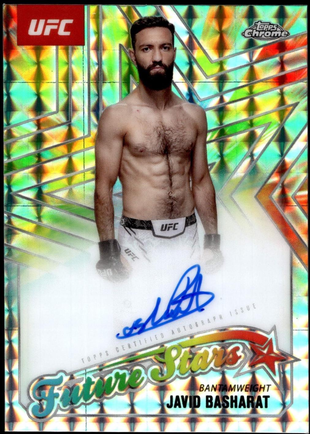 Javid Basharat 2025 Topps Chrome UFC Future Stars Autographs #FSA-JB Geometric Aqua Refractor