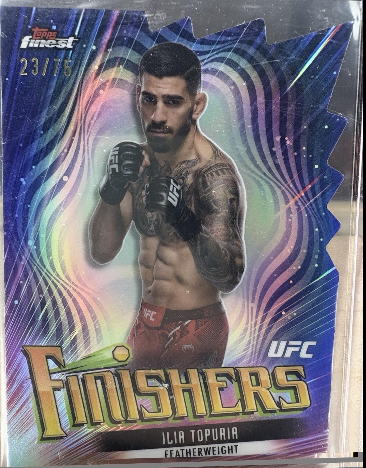 Ilia Topuria 2024 Topps Finest UFC Finishers #FIN-4 Yellow Glitter Refractor