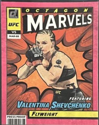 Valentina Shevchenko 2022 Panini Donruss UFC Octagon Marvels #17 Press Proof Pink