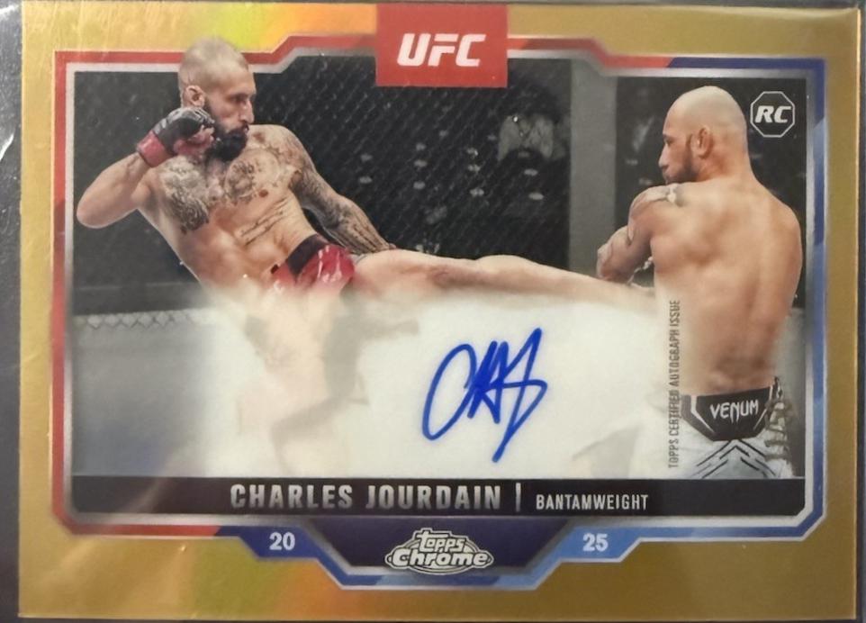 Charles Jourdain 2025 Topps Chrome UFC Chrome Rookie Autographs #CRA-CJ Gold Refractor