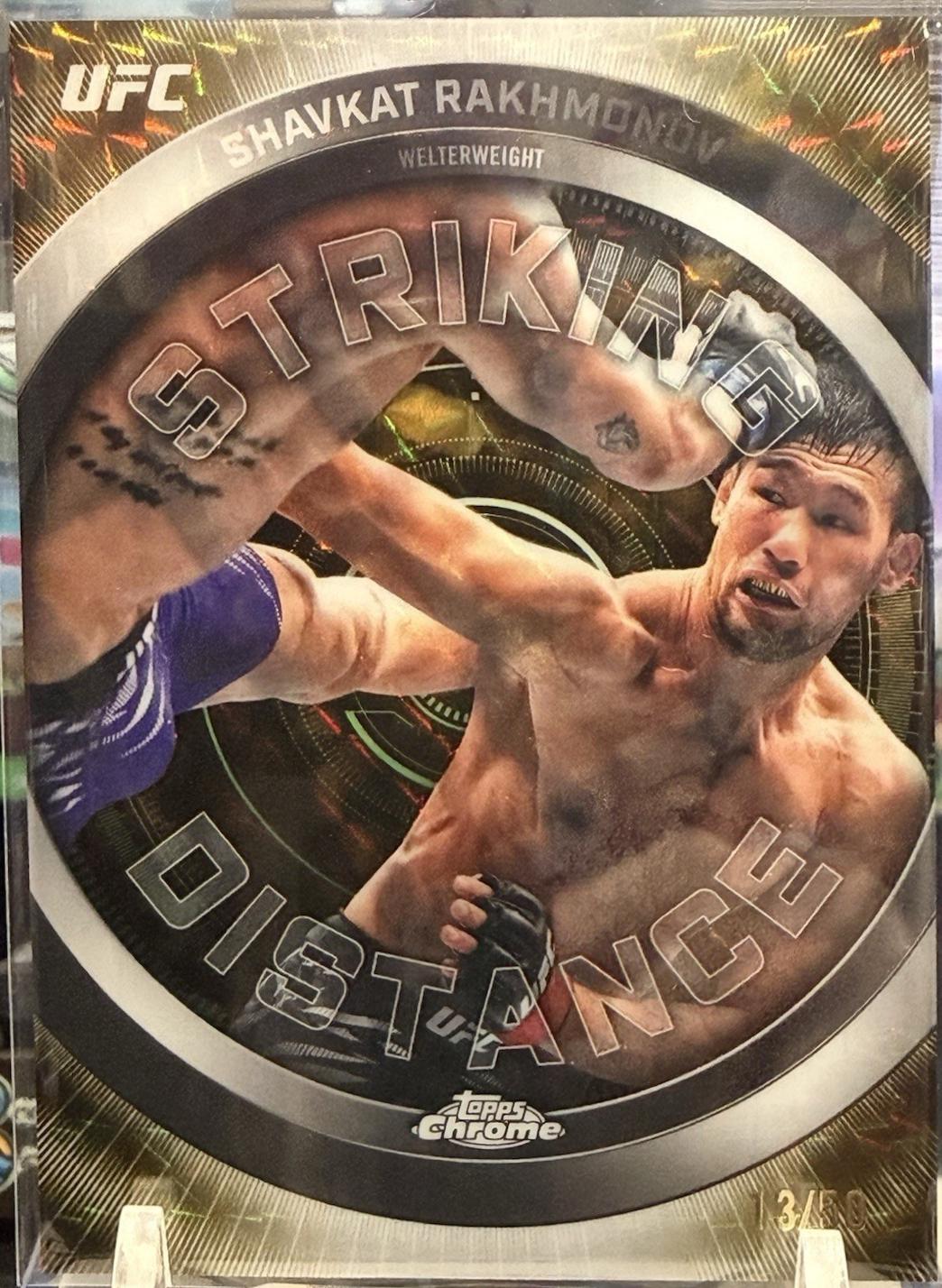 Shavkat Rakhmonov 2026 Topps Chrome UFC Striking Distance #SD-19 Gold Geometric Refractor