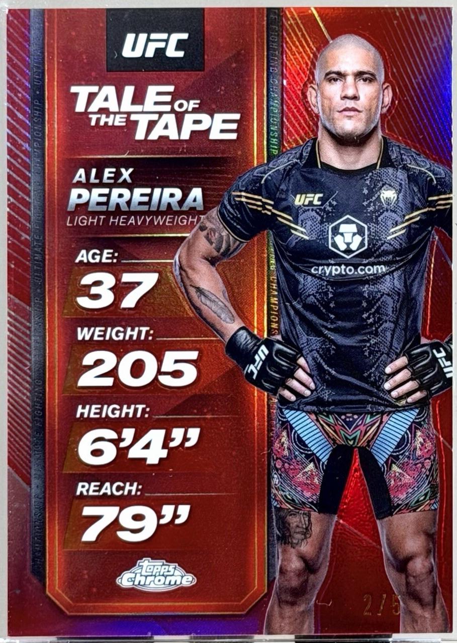 Alex Pereira 2025 Topps Chrome UFC Tale of the Tape #TTT-9 Red Refractor