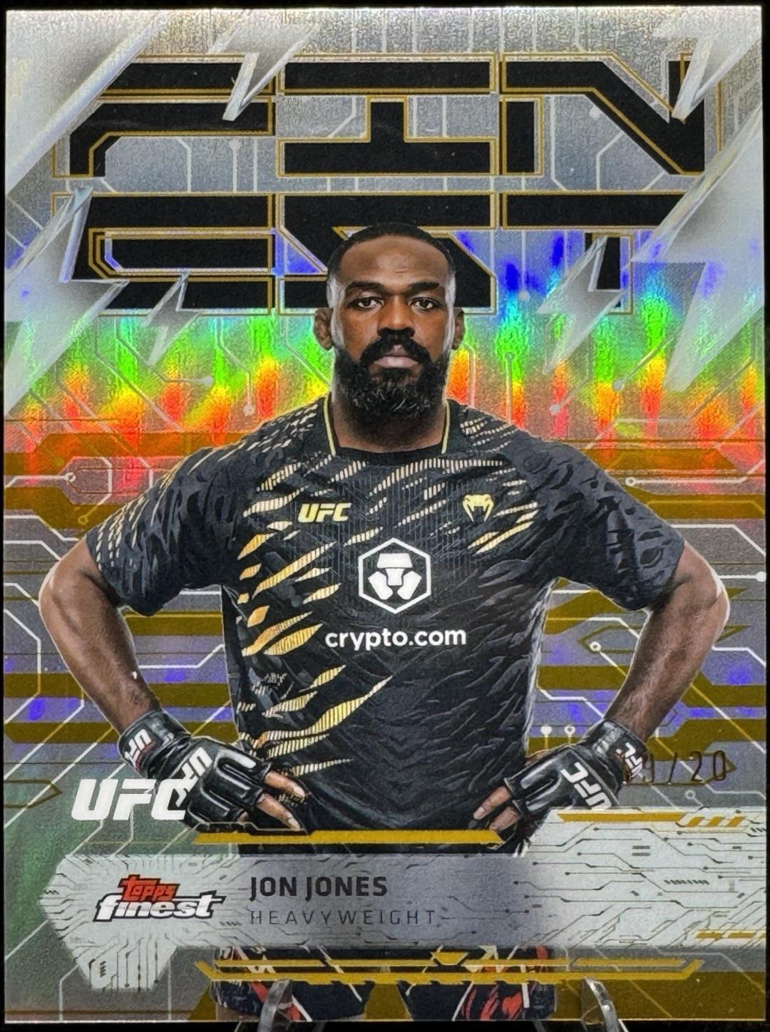 Jon Jones 2025 Topps Finest UFC Base Rare #224 Gold Refractor