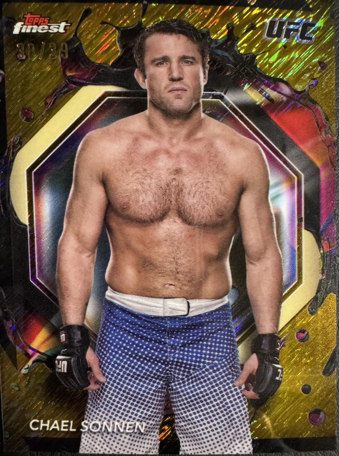 Chael Sonnen 2024 Topps Finest UFC Base Rare #244 Gold Shimmer Refractor