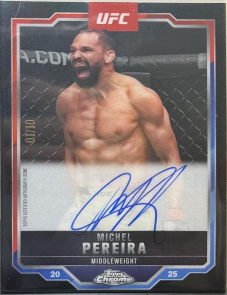 Michel Pereira 2025 Topps Chrome UFC Chrome Veteran Autographs #CVA-MA Black Refractor